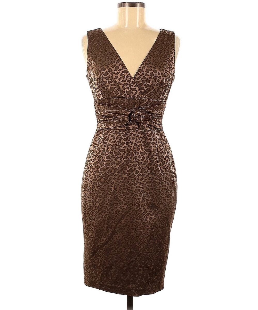 NWT Kay Unger Cocktail Elegant Wedding Party Animal Print Dress Size 6 $360